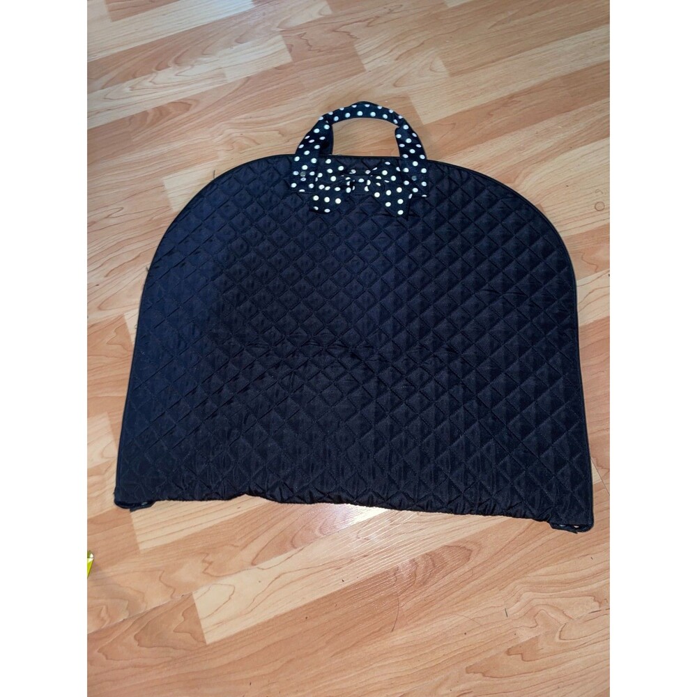 Belvah Quilted Garment Bag Black Polka Dot Bow Travel Suit Case Monogram MWA